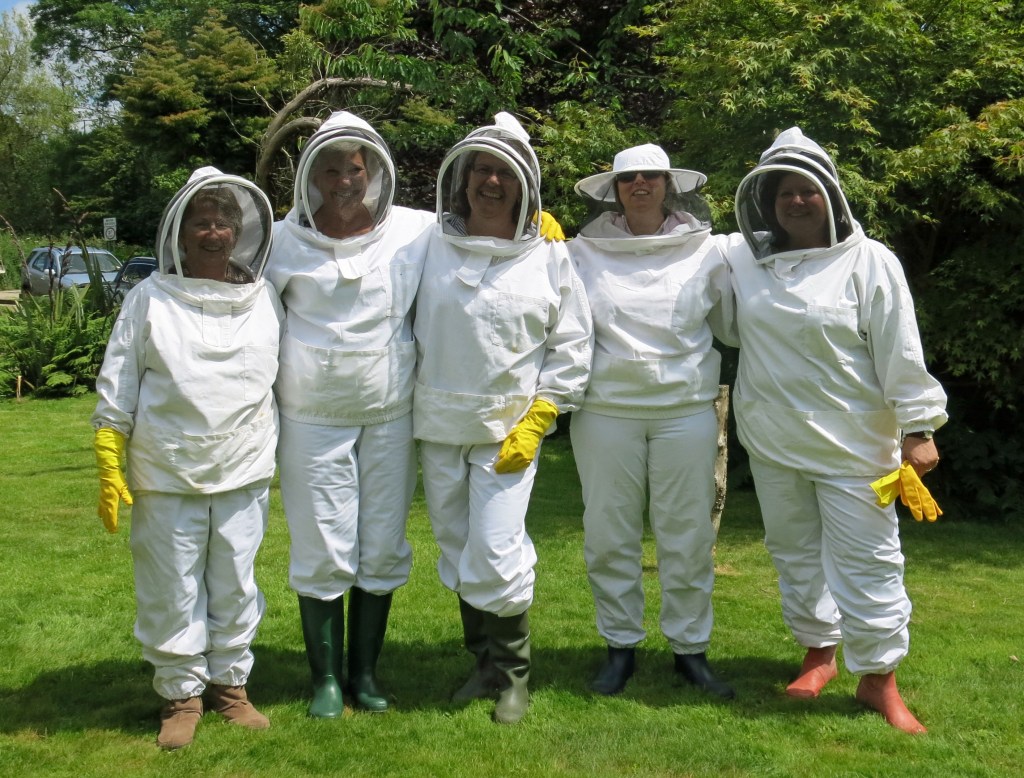 Beekeepers for a day: (left to right) Charlotte Robinson, Gail Allen, Alison Latham, Mary Venn and Helen Kestle