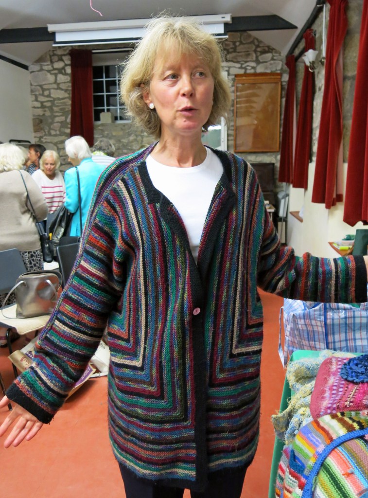 Sarah Chapman shows off the very complicated surprise jacket.