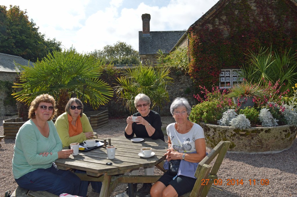 Julie, Mary, Val and Shirley enjoy a coffee at Trelissick 