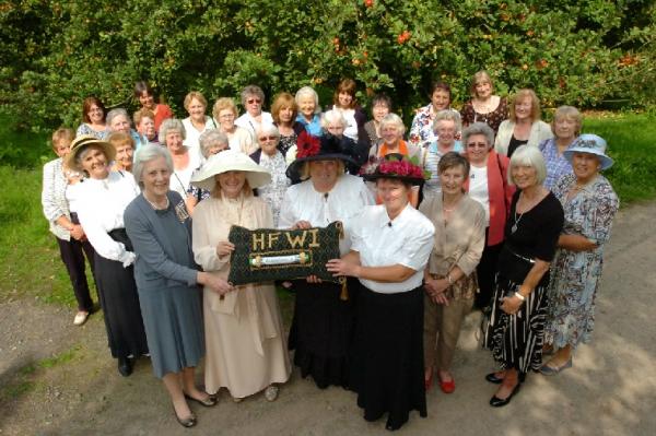 (from left) Herefordshire Lord Lieutenant Lady Darnley, Herefordshire Federation Chairman Kathryn Badfield, Federation Trustee Val Lewis and Staunton-on-Arrow President Alison Lord.