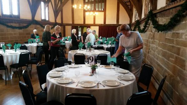 Warwickshire Federation members were busy setting up for lunch in the Great Hall at Lord Leycester Hospital.