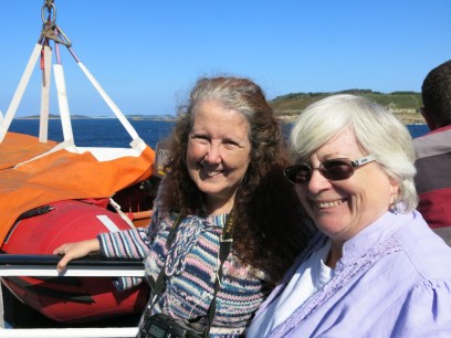 Ruth and Kathy enjoying some sunshine on the Scillonian.
