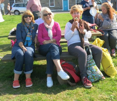 Karrie, Lis and Hazel enjoying a pre-ferry ice cream.